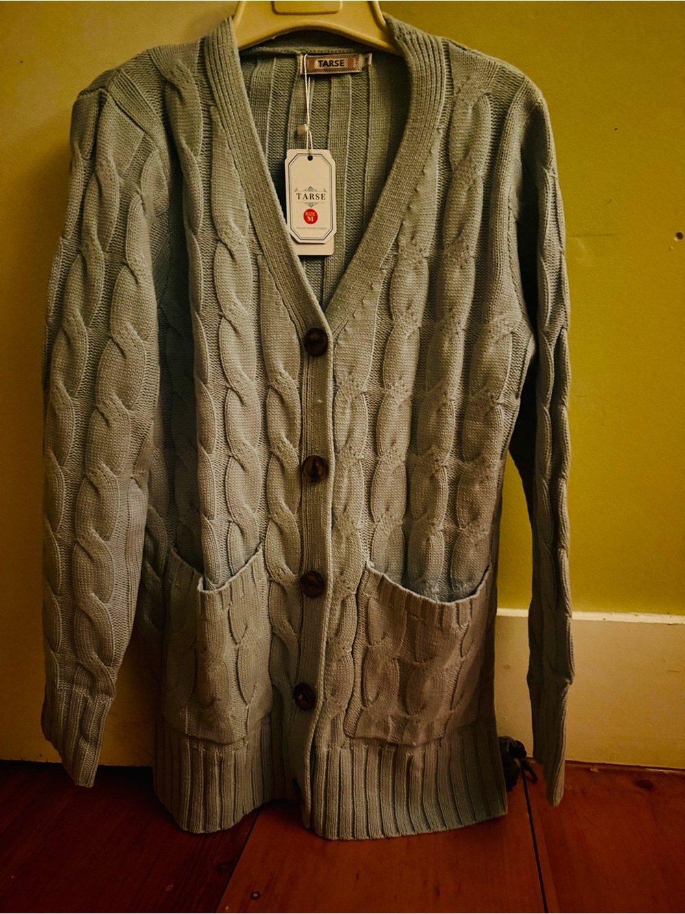 Tarse Women's Light Blue Cable Knit Cardigan